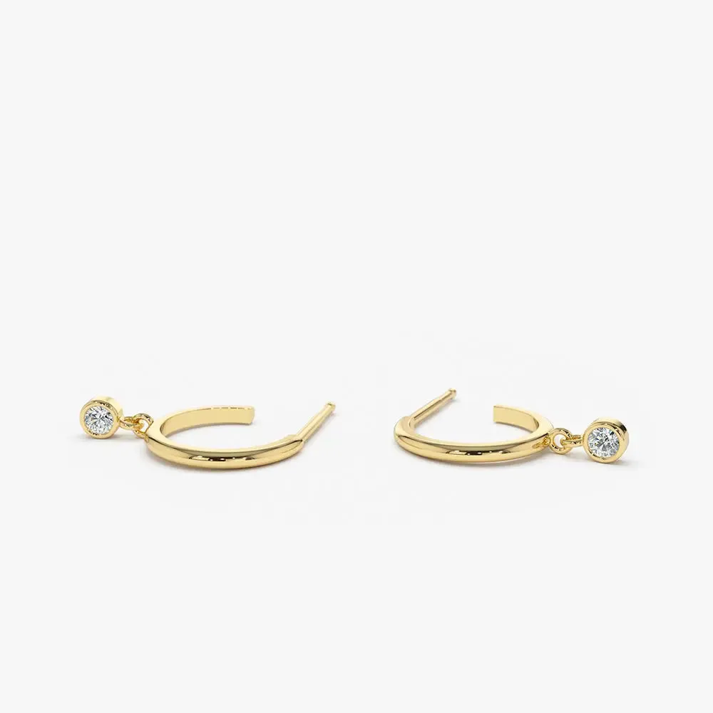 0.06CTW Hoop with Dangling Diamond Earrings
