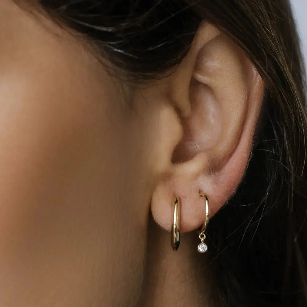 0.06CTW Hoop with Dangling Diamond Earrings