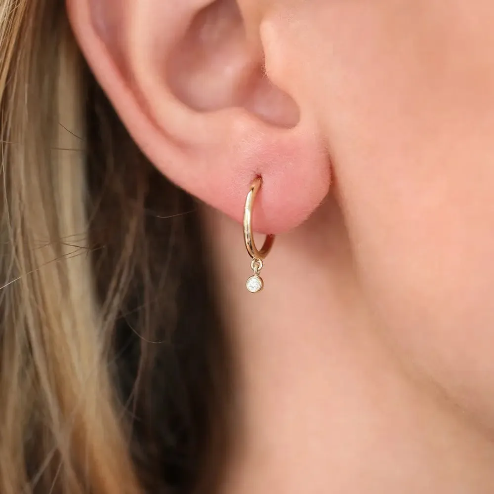 0.06CTW Hoop with Dangling Diamond Earrings