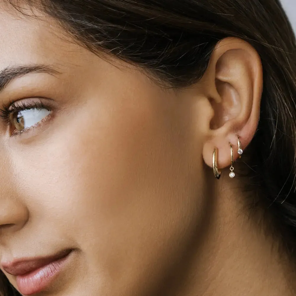 0.06CTW Hoop with Dangling Diamond Earrings