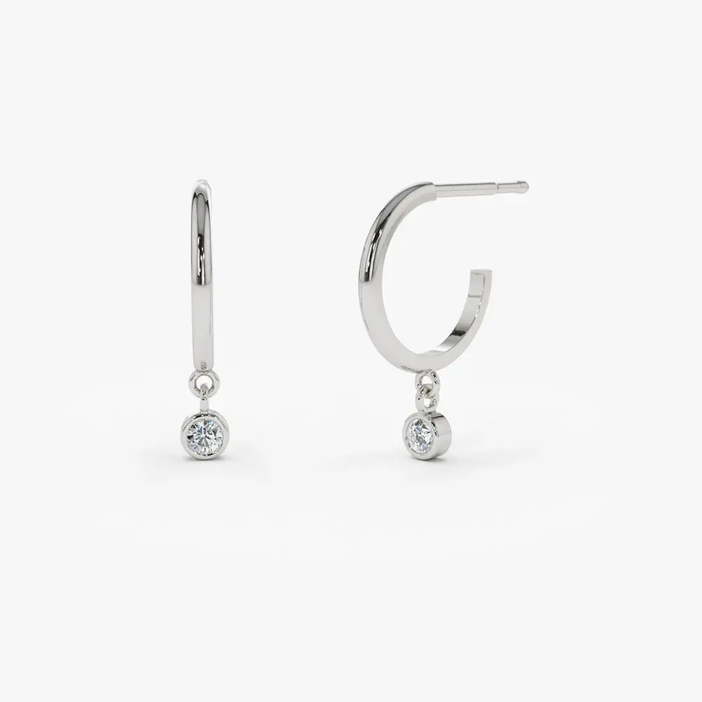 0.06CTW Hoop with Dangling Diamond Earrings