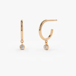 0.06CTW Hoop with Dangling Diamond Earrings