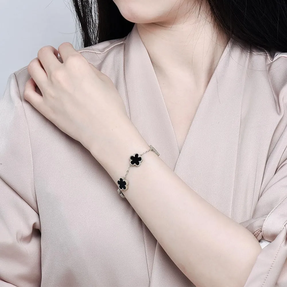 18K Gold-Plated Four Leaf Clover Bracelet for Women,Adjustable lucky Bracelet Set Jewelry Gift-Hypoallergenic Charm for Birthdays, Wellness & Daily Wear