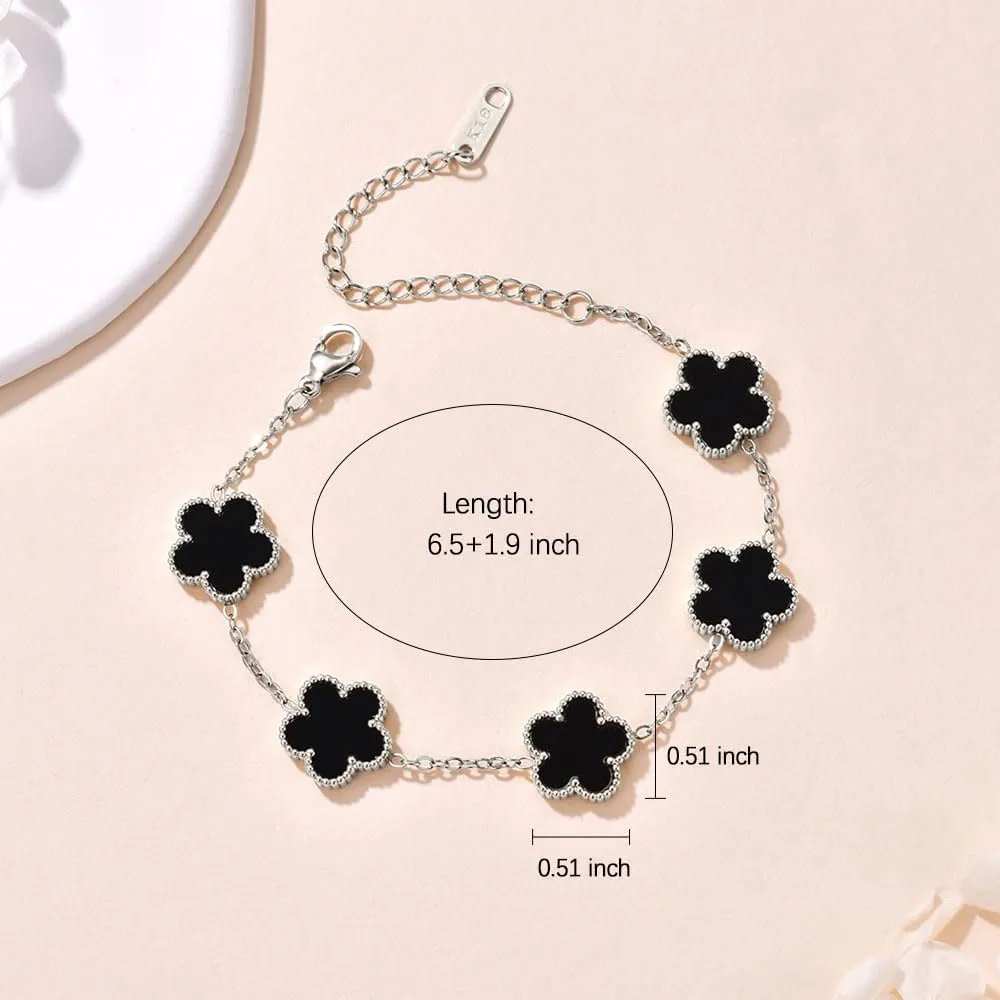 18K Gold-Plated Four Leaf Clover Bracelet for Women,Adjustable lucky Bracelet Set Jewelry Gift-Hypoallergenic Charm for Birthdays, Wellness & Daily Wear