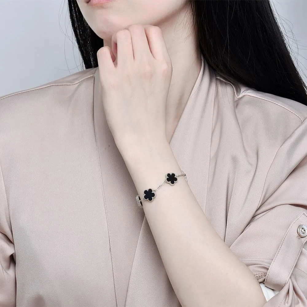 18K Gold-Plated Four Leaf Clover Bracelet for Women,Adjustable lucky Bracelet Set Jewelry Gift-Hypoallergenic Charm for Birthdays, Wellness & Daily Wear