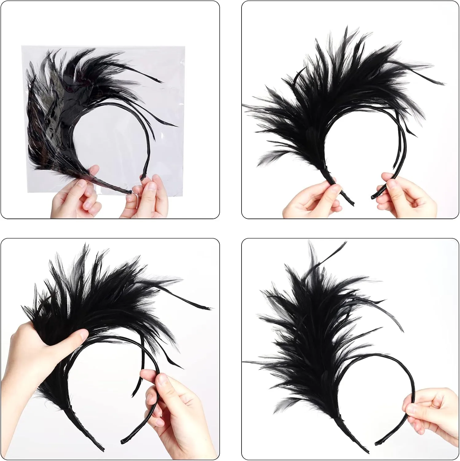 1920s Feathers Fascinator Headband 50s Prom Queen Headpiece for Women Cocktail Wedding Tea Party Gatsby