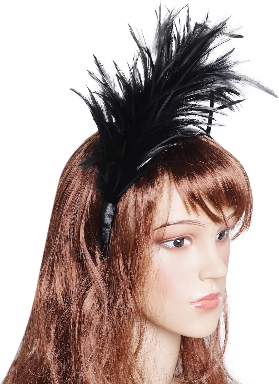 1920s Feathers Fascinator Headband 50s Prom Queen Headpiece for Women Cocktail Wedding Tea Party Gatsby