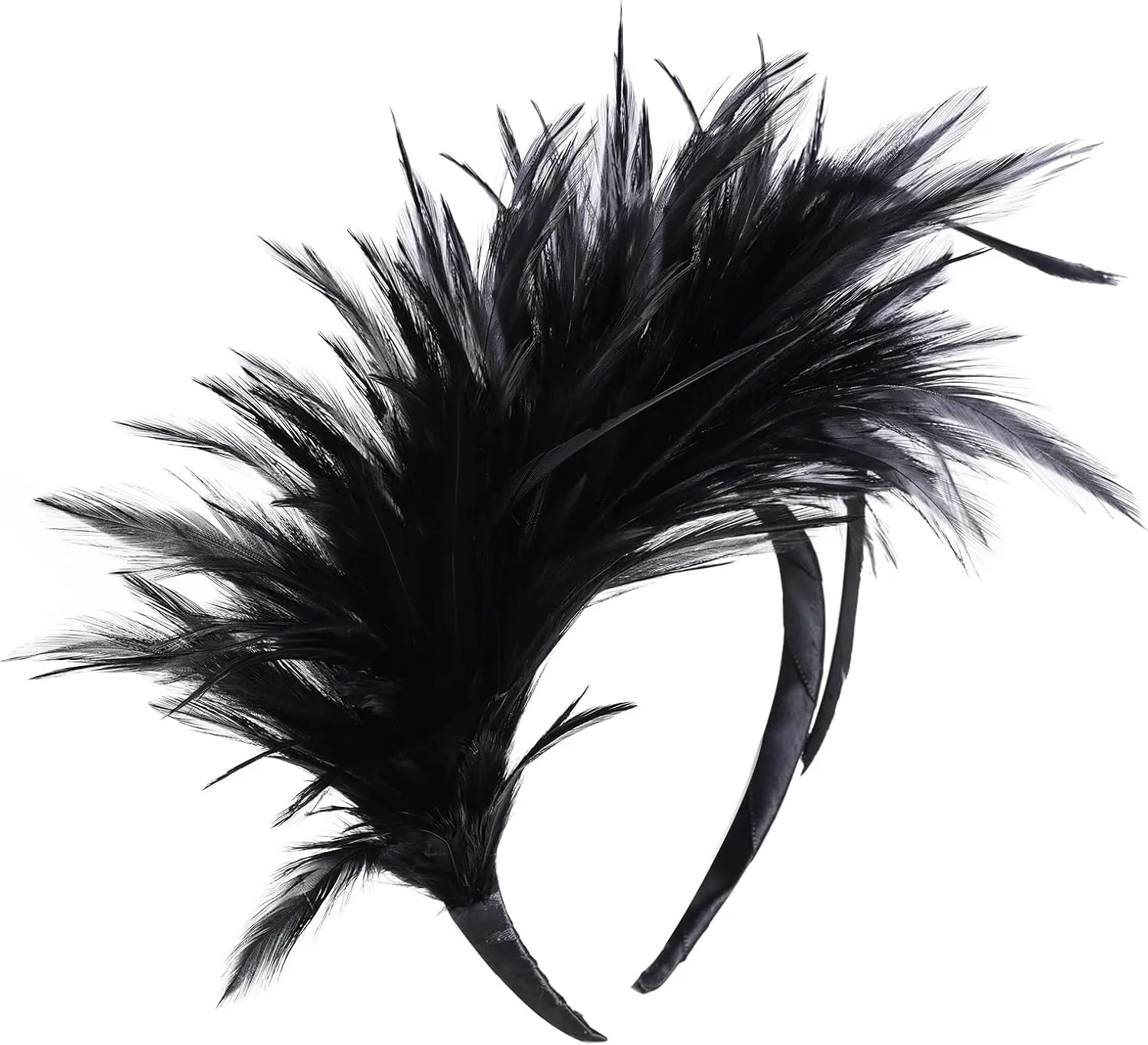 1920s Feathers Fascinator Headband 50s Prom Queen Headpiece for Women Cocktail Wedding Tea Party Gatsby
