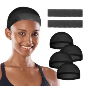 2 Pcs Wig Grip Cap for Glueless Wig,Silicone Wig Caps for Women Lace Front,Non Slip Wig Gripper Headband (Black)