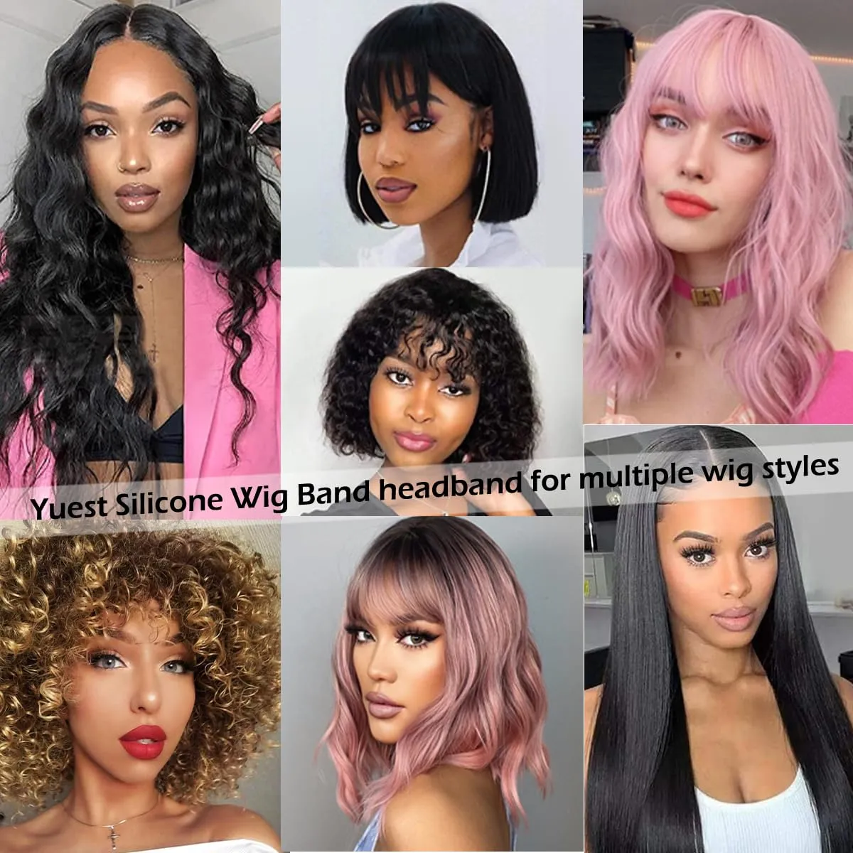 2 Pcs Wig Grip Cap for Glueless Wig,Silicone Wig Caps for Women Lace Front,Non Slip Wig Gripper Headband (Black)