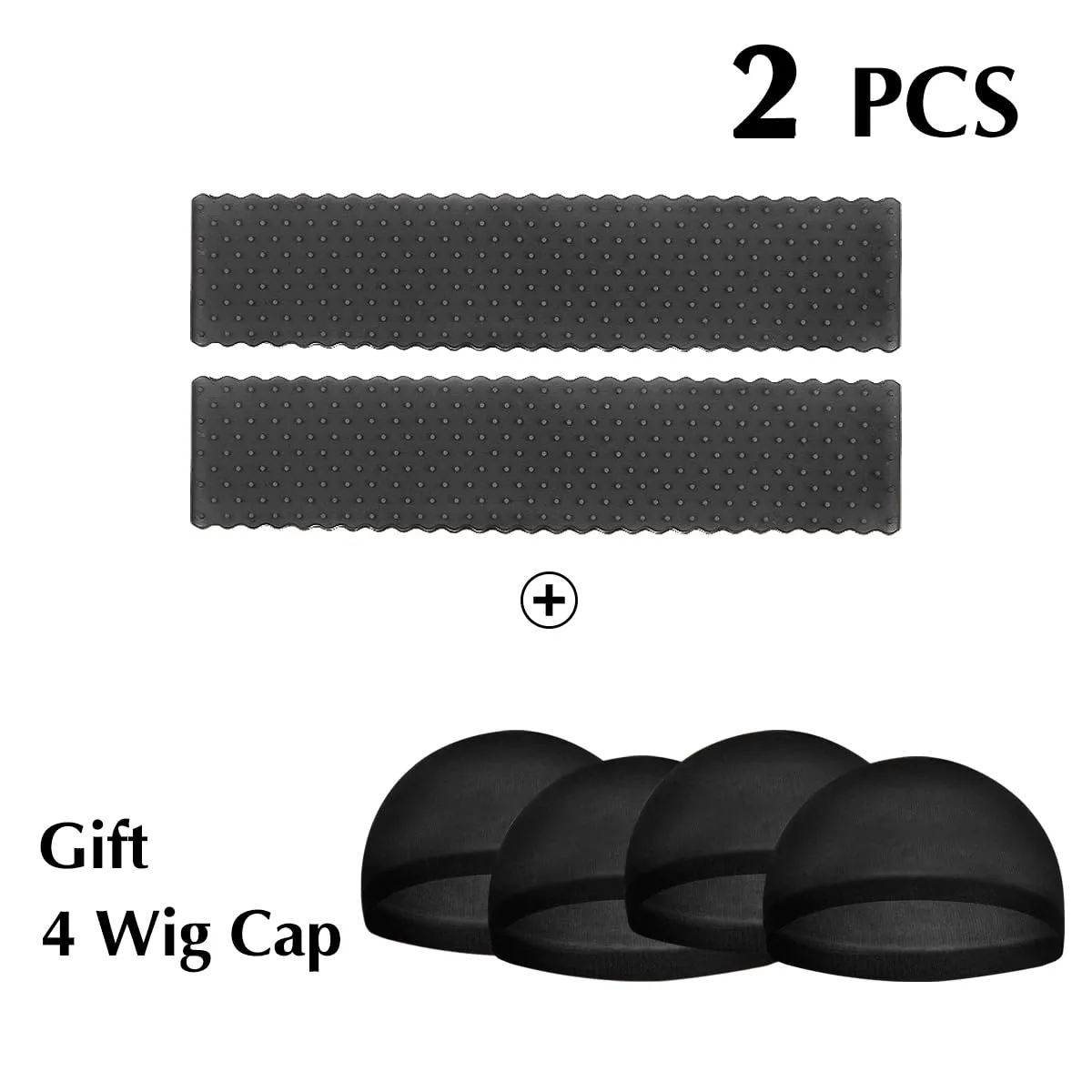2 Pcs Wig Grip Cap for Glueless Wig,Silicone Wig Caps for Women Lace Front,Non Slip Wig Gripper Headband (Black)