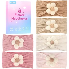 6 Pcs Baby Girls' Flower Headbands Gifts for Newborn Infant Toddler Soft Elasticity Nylon Hairbands Accessories