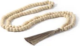 8MM Semi-Precious Gem Stones Wood Mala Bead Necklace Multicolor Tassel Charms Chain Necklace Handmade Beaded Pendant Necklace for Women Men
