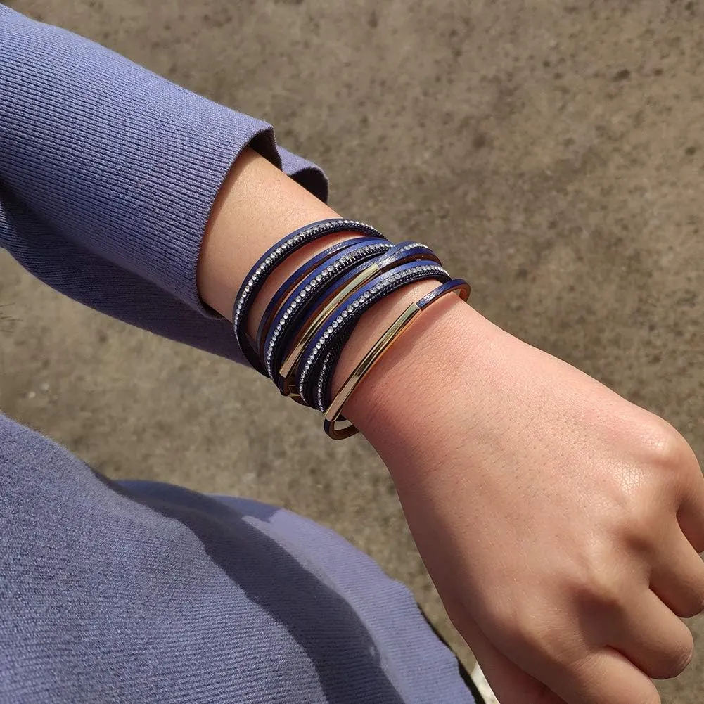 Artilady Leather Wrap Bracelets for Women - Pearl Bracelets Handmade Clasp Bangle Bracelet with Beads Jewelry Gift for Women and Mother