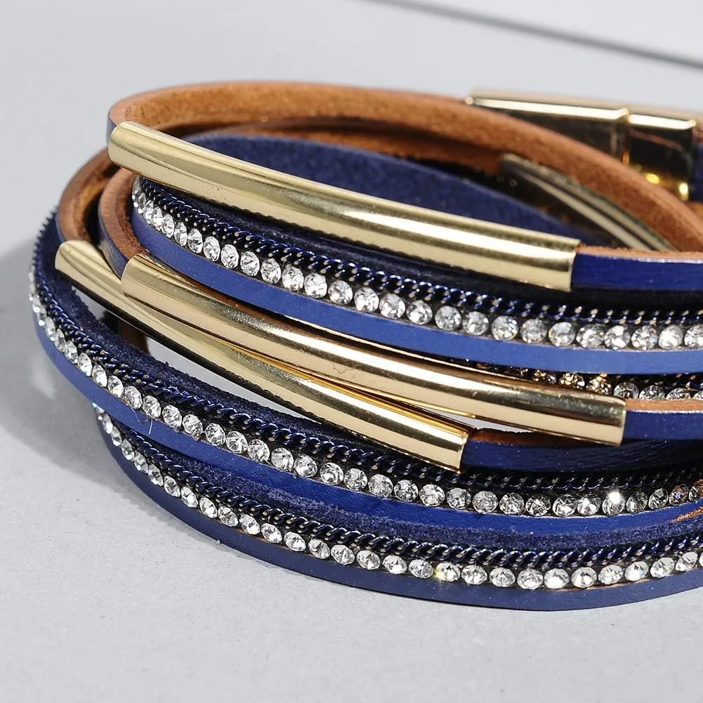 Artilady Leather Wrap Bracelets for Women - Pearl Bracelets Handmade Clasp Bangle Bracelet with Beads Jewelry Gift for Women and Mother