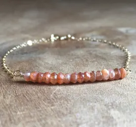 Beaded dainty Sunstone Gemstone Bracelet