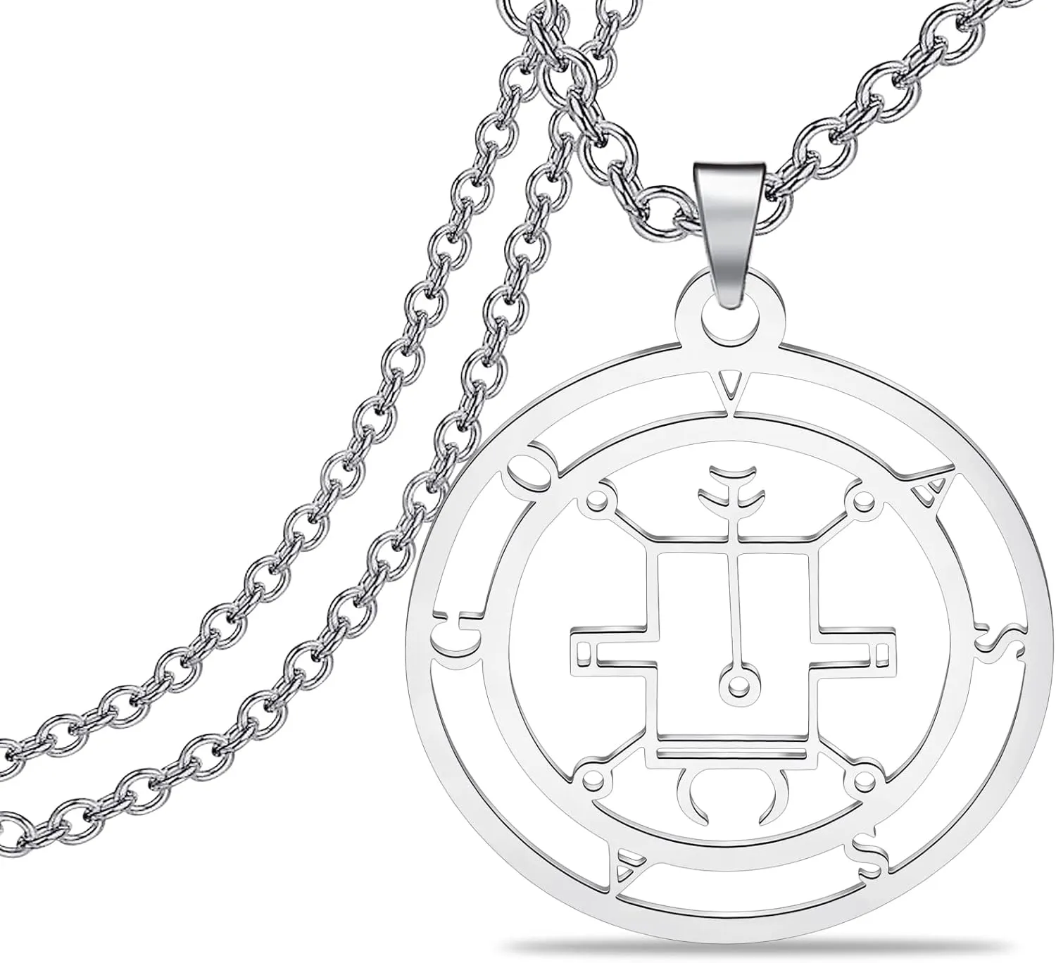BEKECH Vassago Necklace Sigil of Vassago Pendant Necklace Goetia Demon Sigils Symbol Jewelry Solomon Sigil Vassago Gift