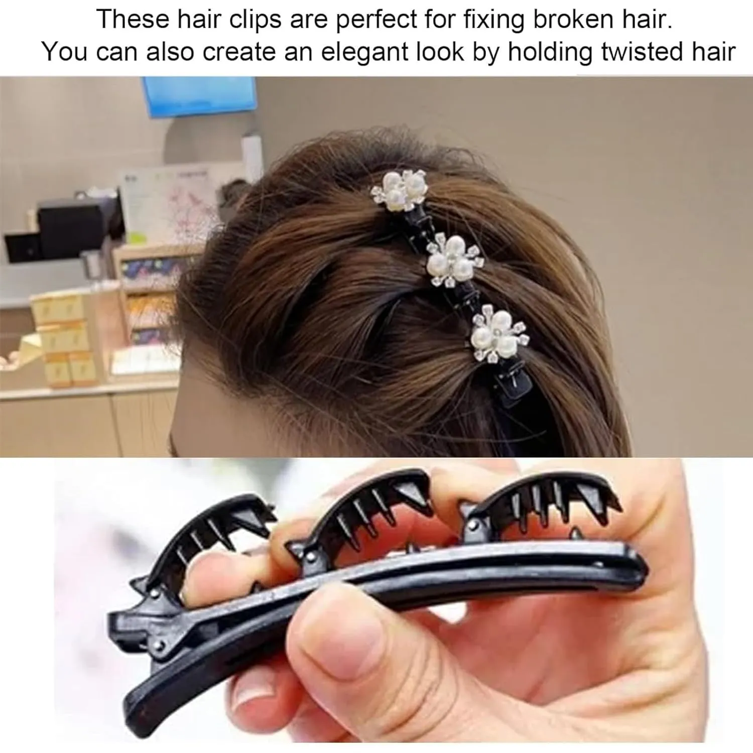 Braided Hair Clips for Woman, Sparkling Crystal Stone Braided Hair Clips Hair Accessories Decorative Hair Pins for Styling Hair Barrettes for Women Birthday Anniversary Christmas Gifts (4 PCS)