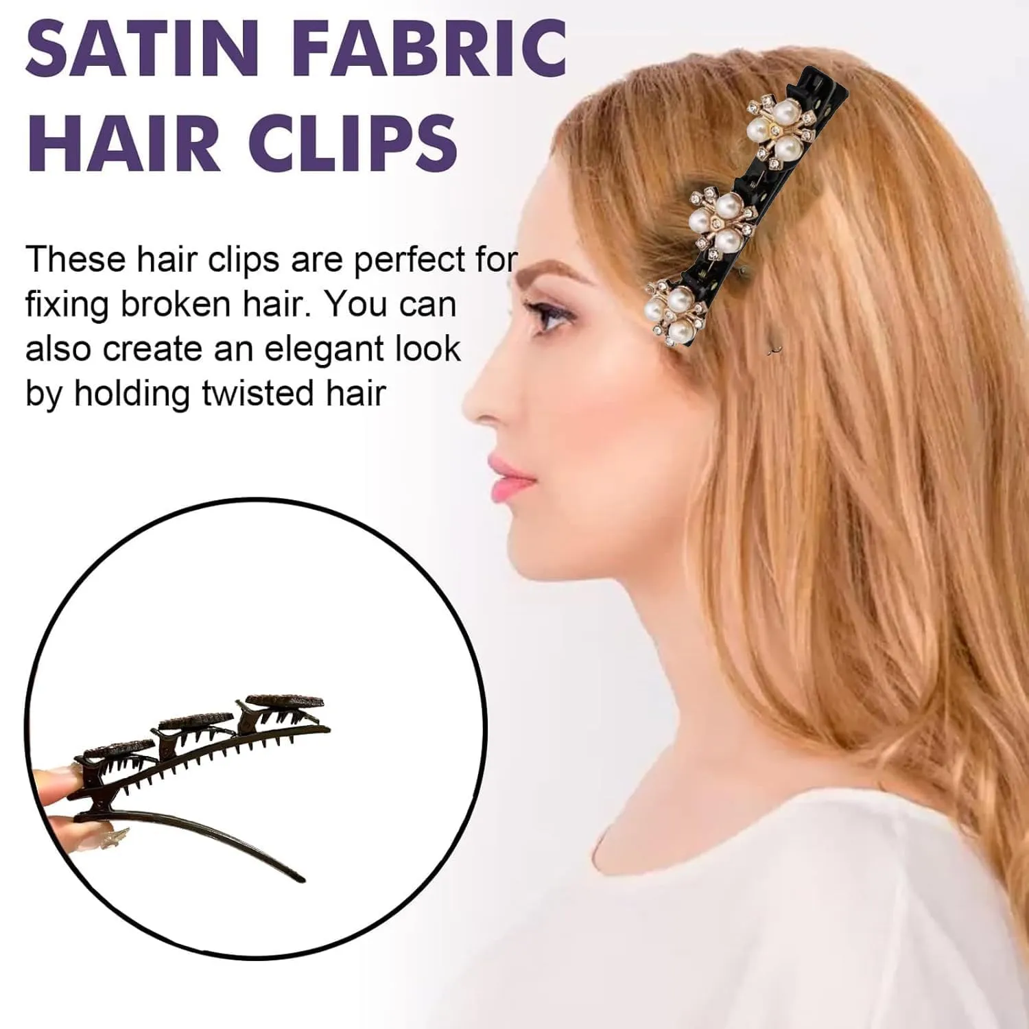 Braided Hair Clips for Woman, Sparkling Crystal Stone Braided Hair Clips Hair Accessories Decorative Hair Pins for Styling Hair Barrettes for Women Birthday Anniversary Christmas Gifts (4 PCS)