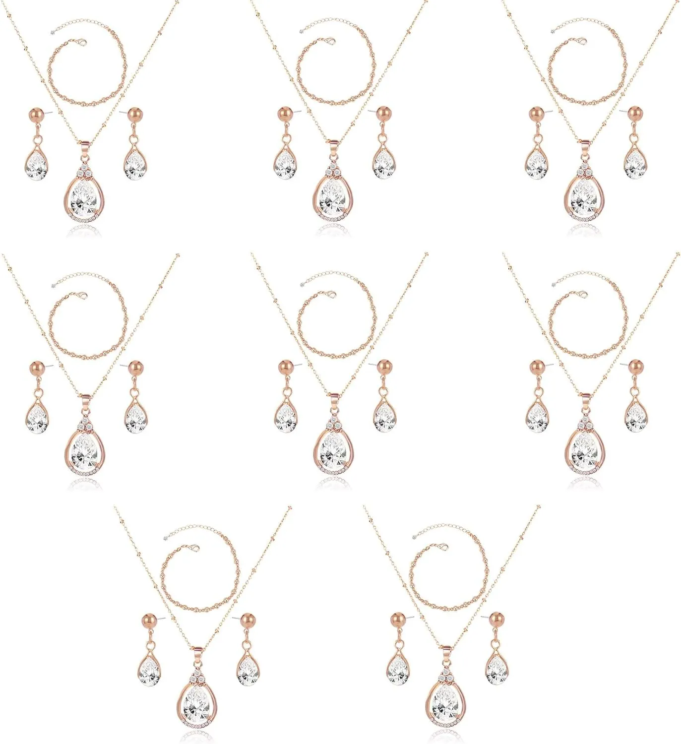 Bridesmaid Jewelry Gift Set for Women I Can't Say I Do Without You Teardrop Pendant Necklace Earrings with Copper Bead Bracelet Set for Wedding Proposal