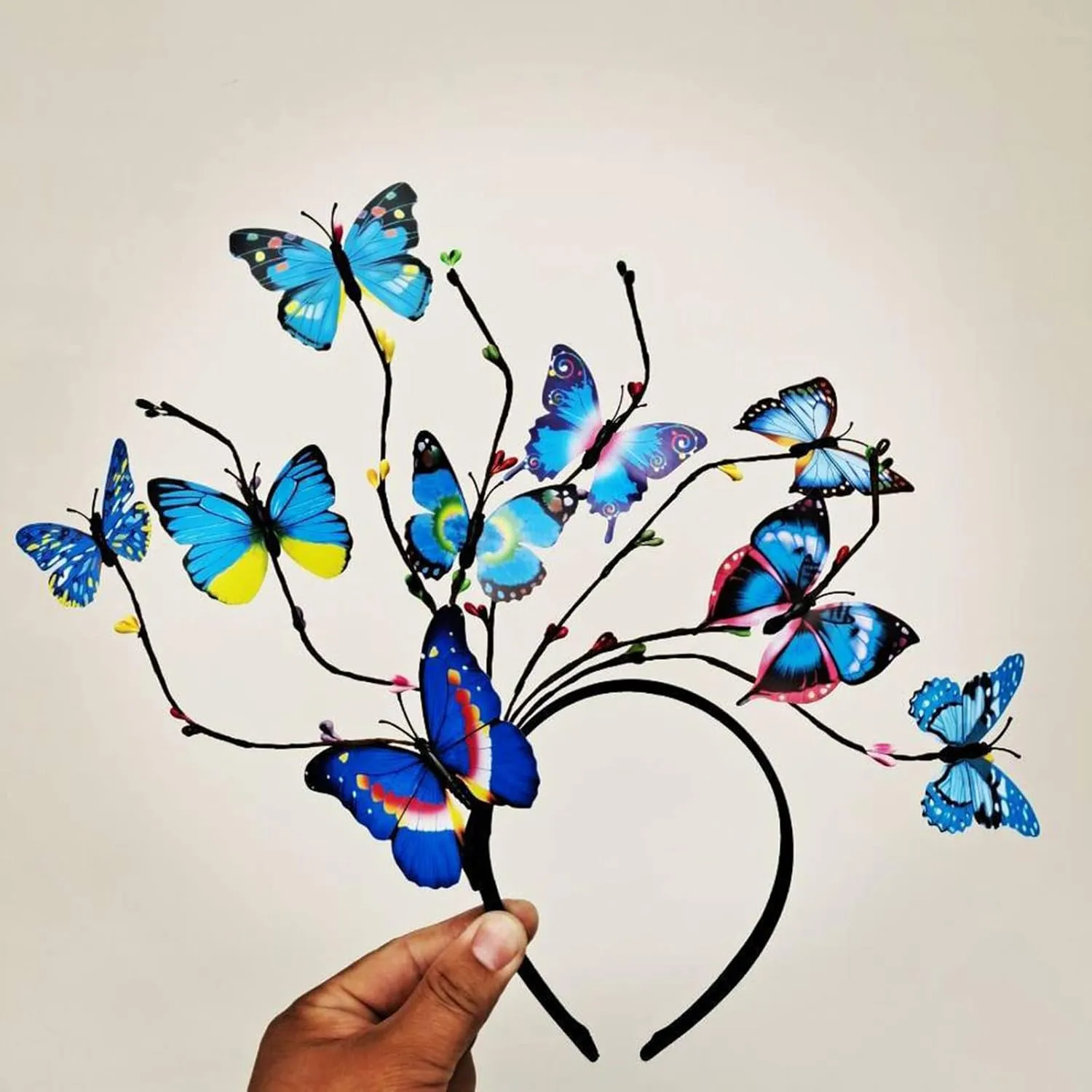 Butterfly Fascinator Headband Monarch Festival Wedding Tea Party Headpiece for Women Girls (A-Green, One Size)