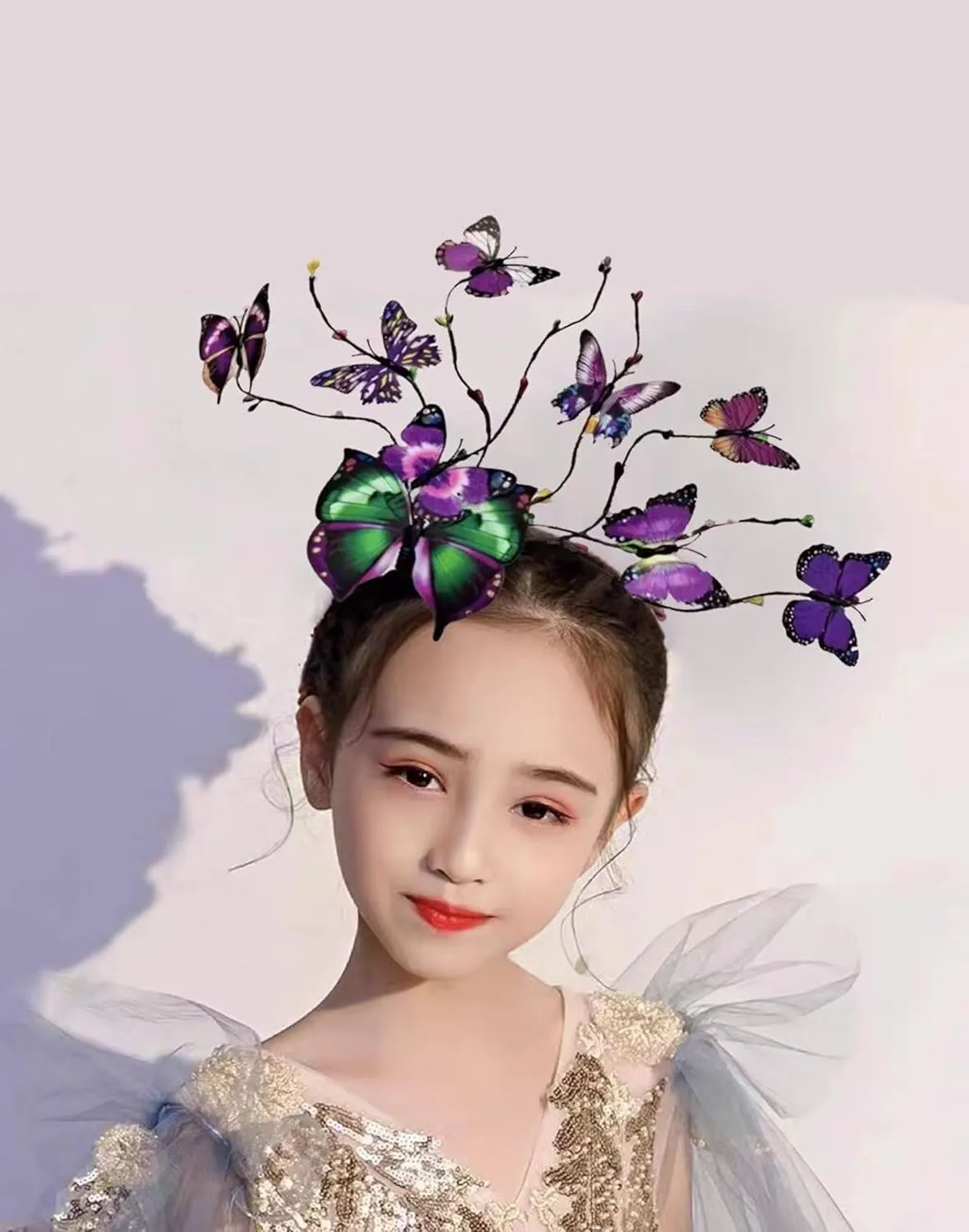 Butterfly Fascinator Headband Monarch Festival Wedding Tea Party Headpiece for Women Girls (A-Green, One Size)