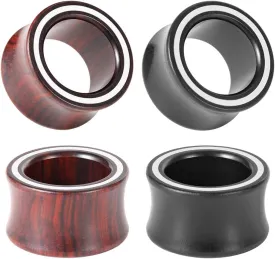 COOEAR 2 Pairs Wood Ear Gauges Double Flared Ear Tunnels and Plugs Seashell Circle style Earrings Stretcher.