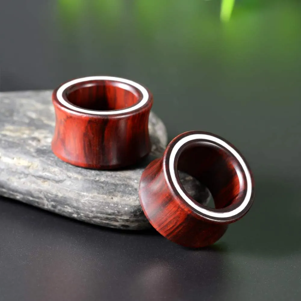 COOEAR 2 Pairs Wood Ear Gauges Double Flared Ear Tunnels and Plugs Seashell Circle style Earrings Stretcher.