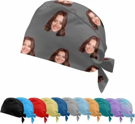 Custom Scrub Caps for Women Men Personalized Nurse Scrub Hat with Face Name Text Customized Photo Surgical Cap