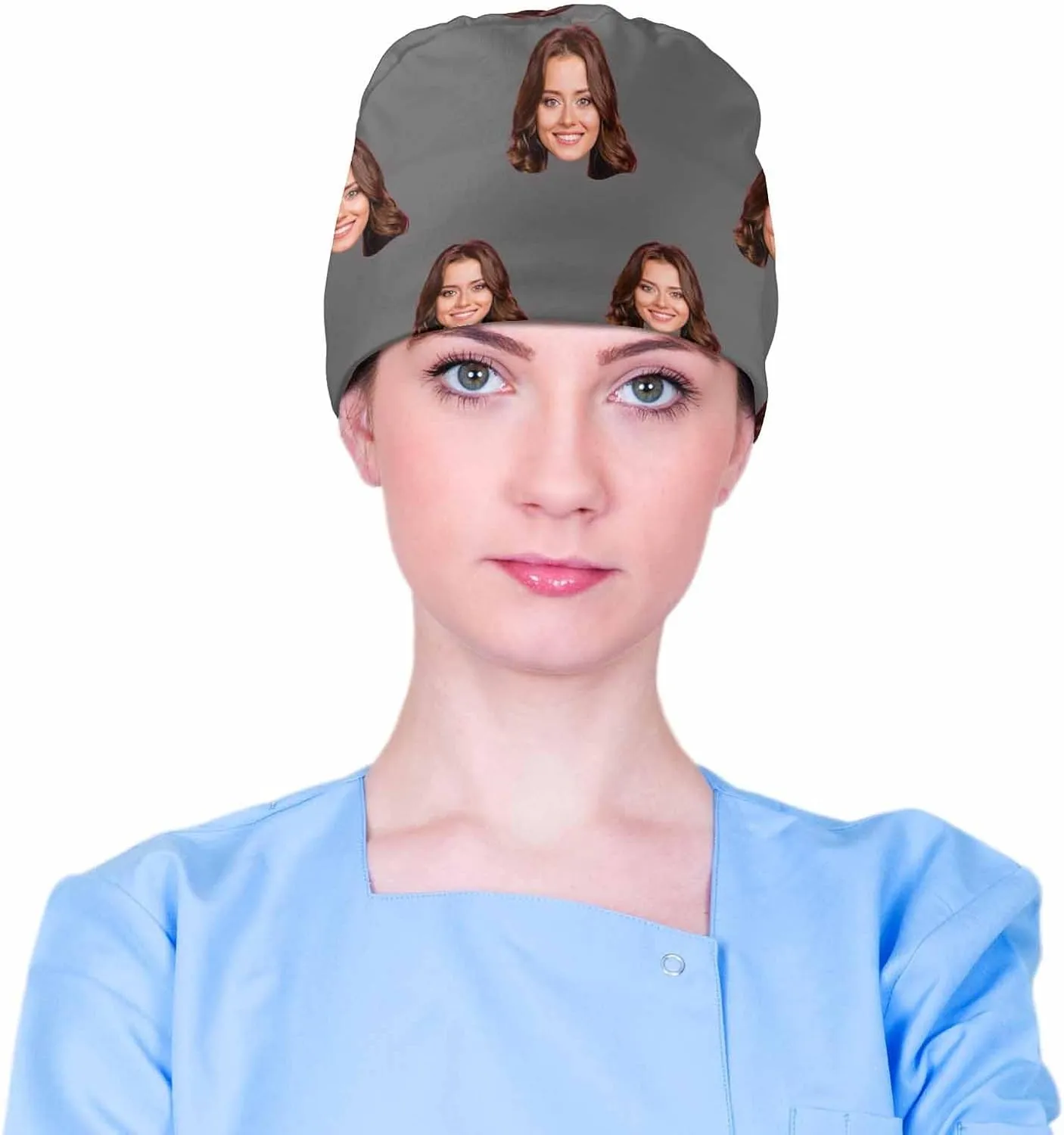 Custom Scrub Caps for Women Men Personalized Nurse Scrub Hat with Face Name Text Customized Photo Surgical Cap