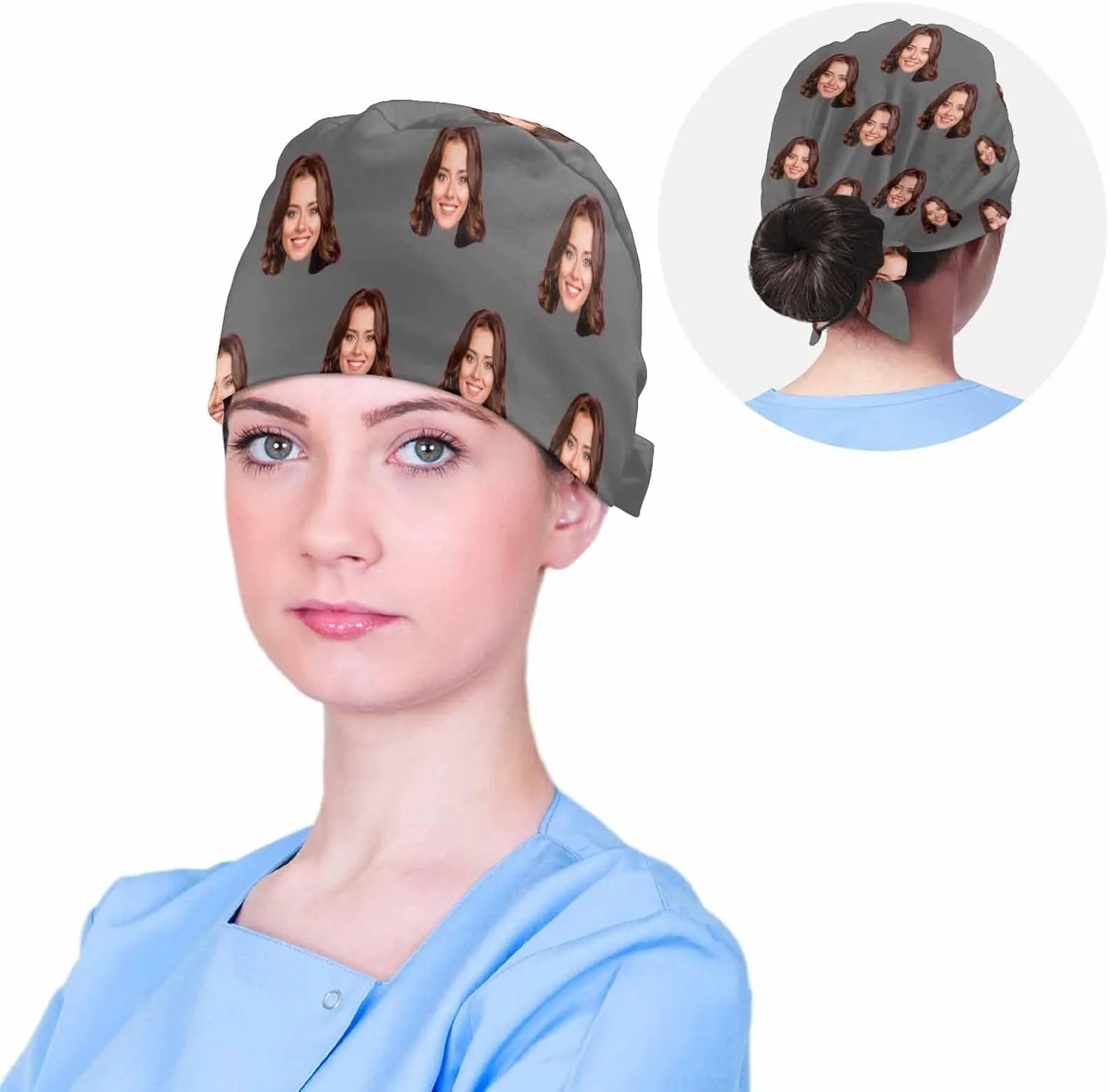 Custom Scrub Caps for Women Men Personalized Nurse Scrub Hat with Face Name Text Customized Photo Surgical Cap