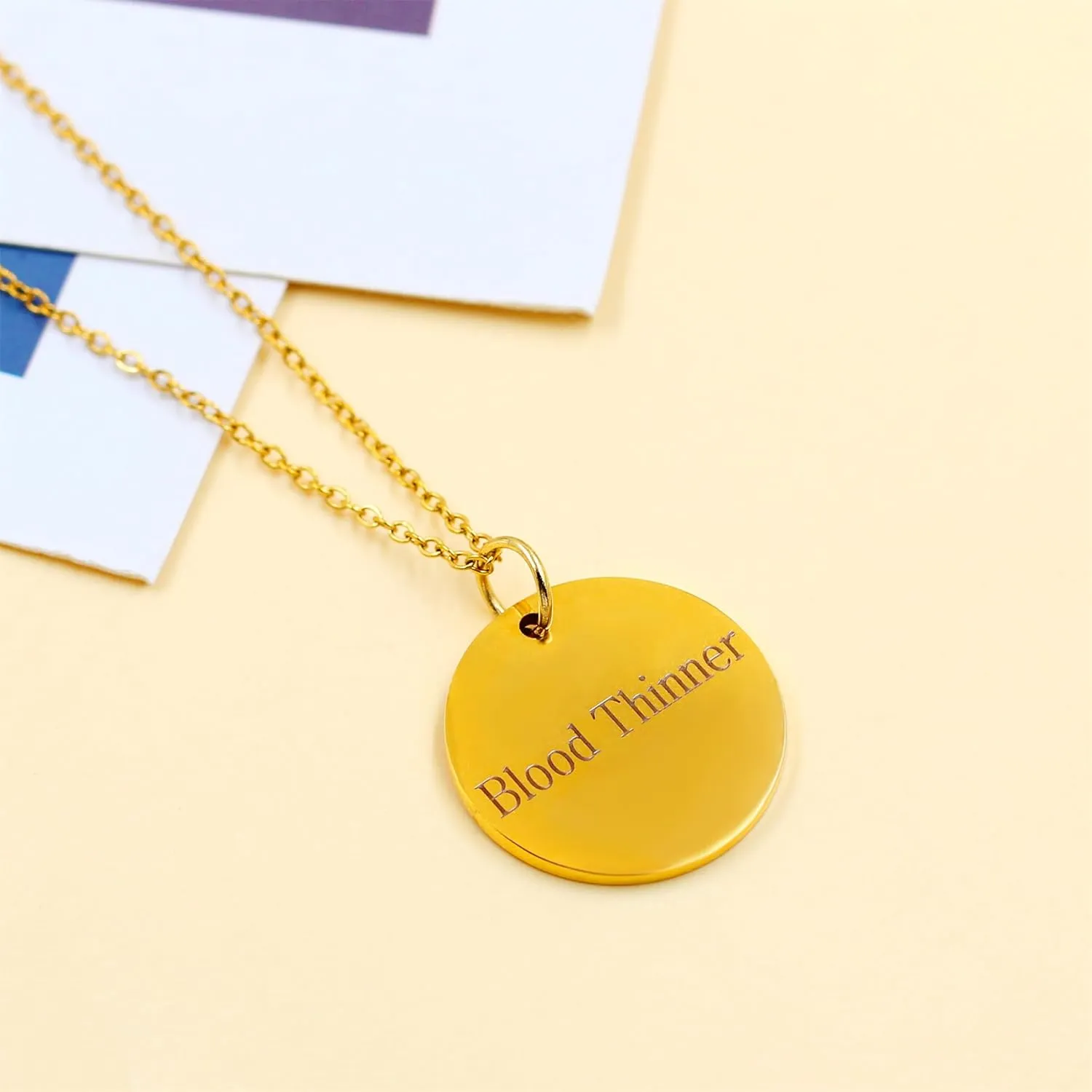 Customized Stainless Steel Medical ID Necklace, Simple and Practical Waterproof Disease Alert Identity Jewelry for Men Women YA4678