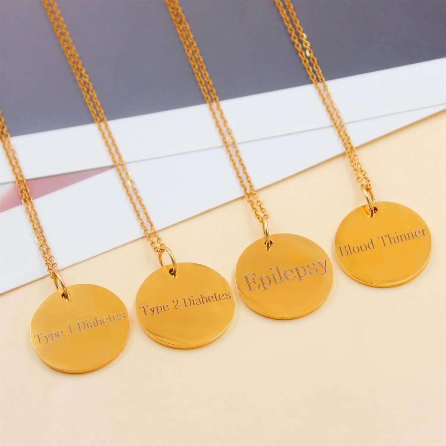 Customized Stainless Steel Medical ID Necklace, Simple and Practical Waterproof Disease Alert Identity Jewelry for Men Women YA4678