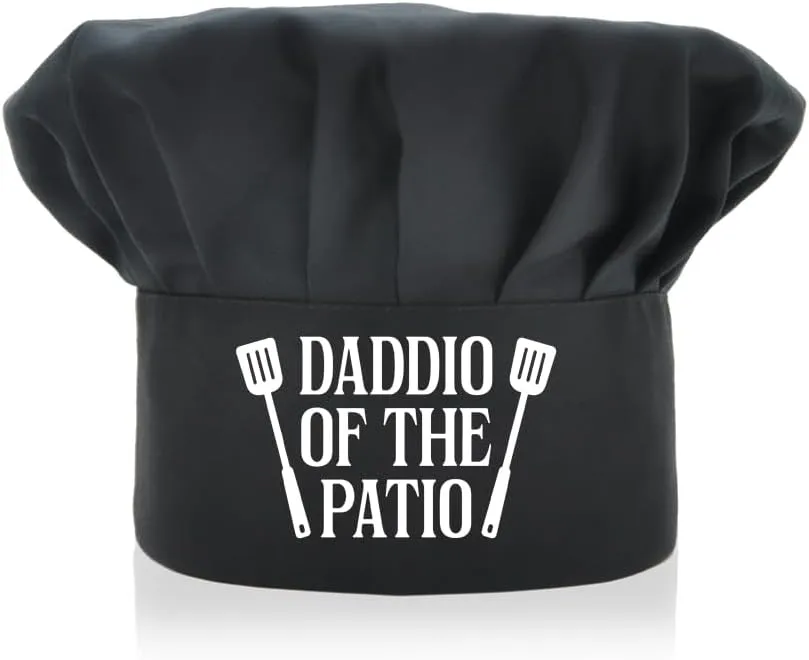Daddio of The Patio Funny Chef Hat, Universal Adjustable for Adults, Funny BBQ Cooking Chef Hat for Men, Christmas Father's Day Birthday Gift for Husband Dad Grandpa Brother Nephew