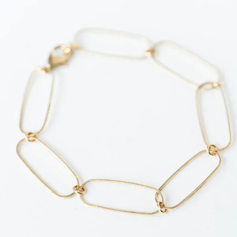 Dainty paperclip brass bracelet- WS