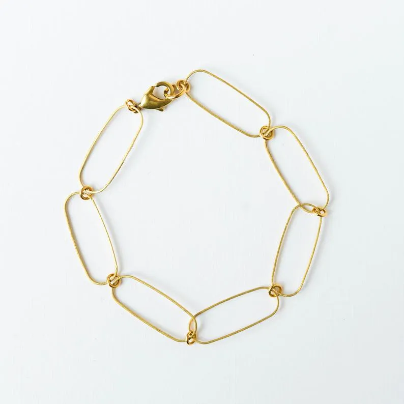 Dainty paperclip brass bracelet- WS