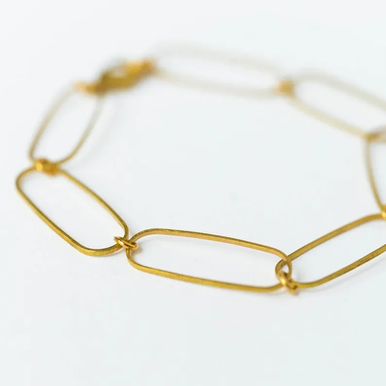 Dainty paperclip brass bracelet- WS