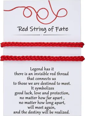 Desimtion Matching Bracelets for Couples Him Boyfriend, Red String of Fate Long Distance Relationship Gift Ideas for Girlfriend Her