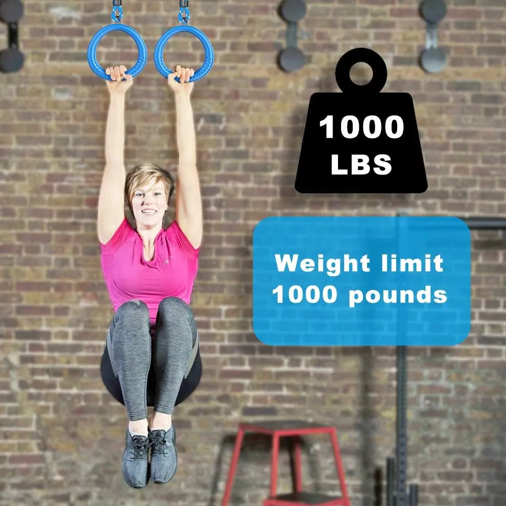 Dolibest 2 Pack of Ninja Gymnastic Rings,Monkey Ring Outdoor Backyard Ninja Accessories Set,Swing Bar Rings Obstacle Course for Training Equipment for Kids,1000LB Capacity