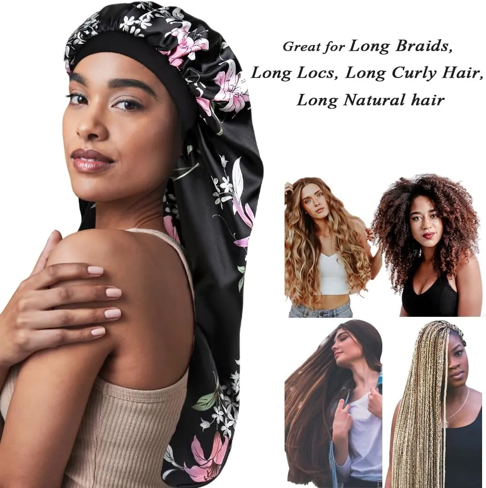 Double-Layer Satin Sleep Cap for Long Hair, Braids, Dreadlocks, Curly Hair