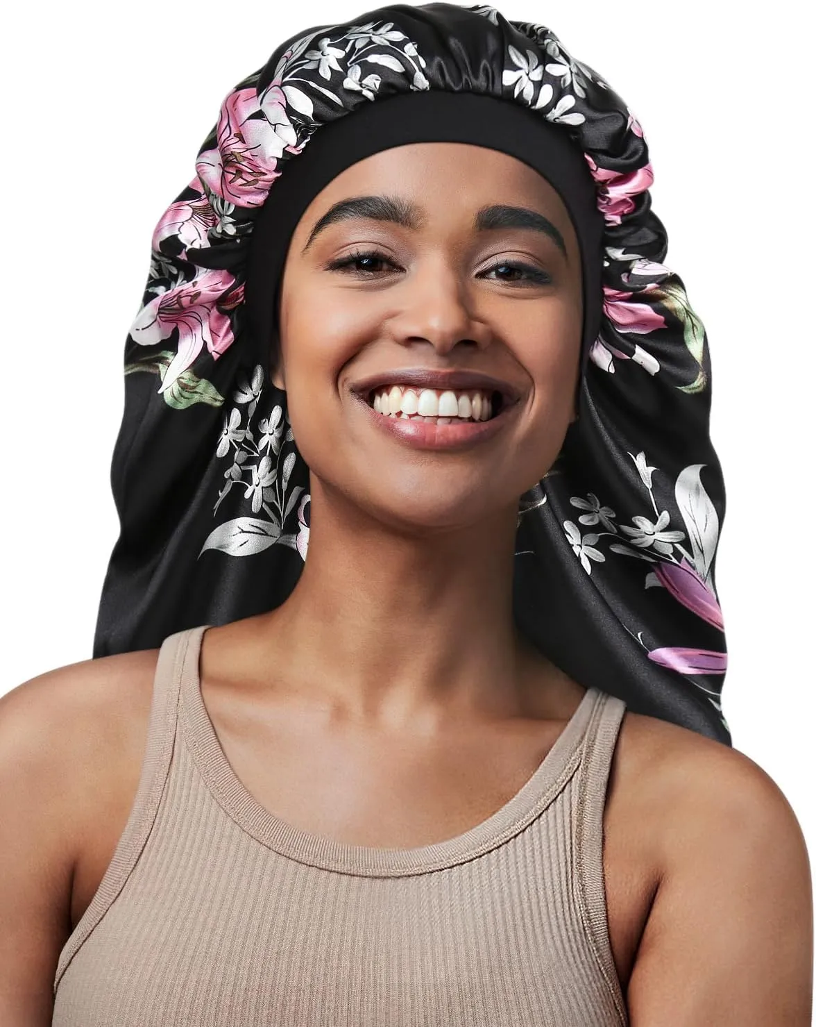 Double-Layer Satin Sleep Cap for Long Hair, Braids, Dreadlocks, Curly Hair