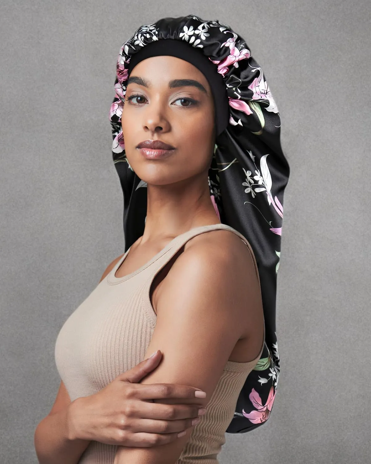Double-Layer Satin Sleep Cap for Long Hair, Braids, Dreadlocks, Curly Hair