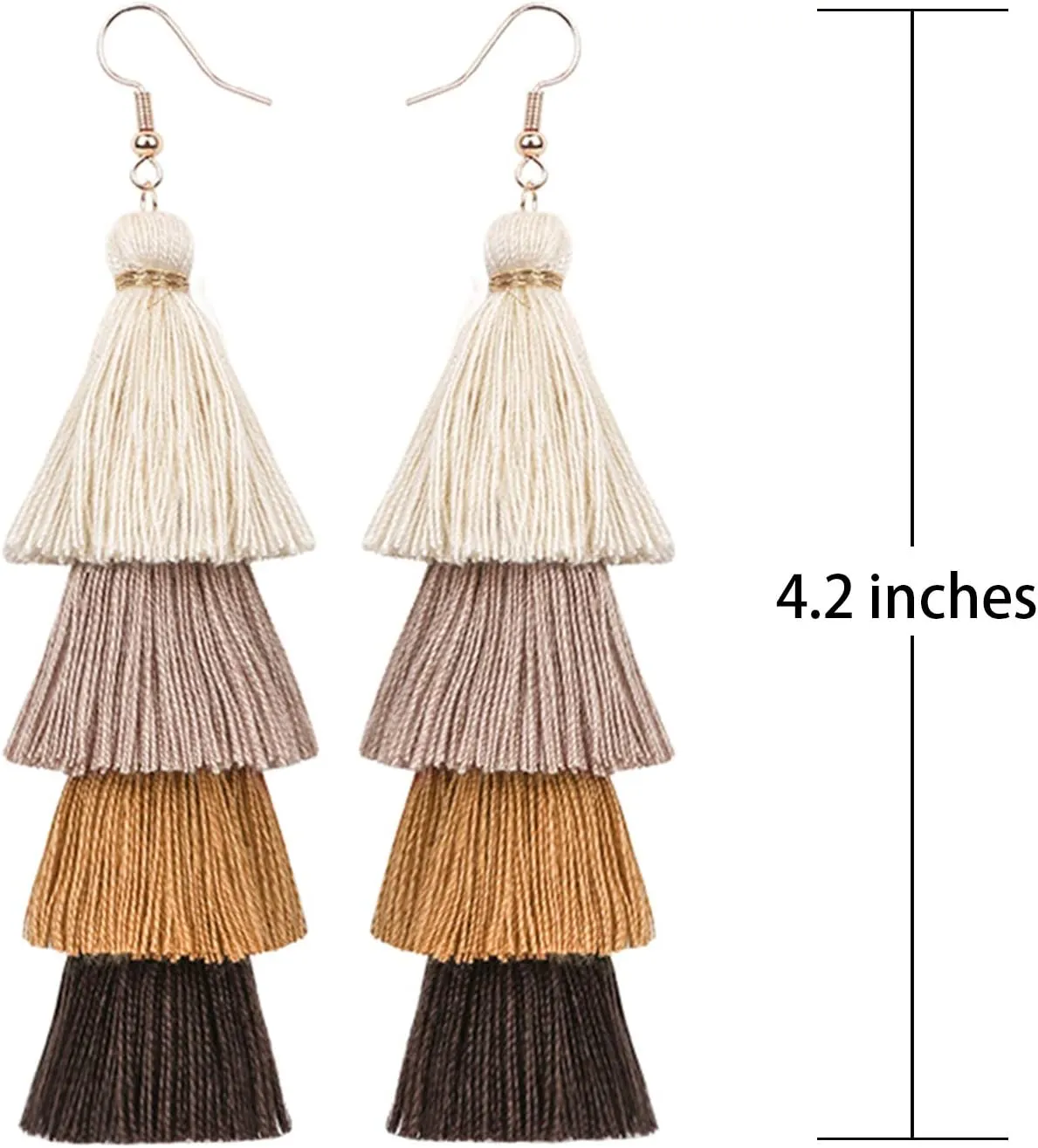 Eigso Women 3-9 Pairs Colorful Long Tassel Thread Ball Dangle Earrings Boho Black Red Sequin Drop Earrings