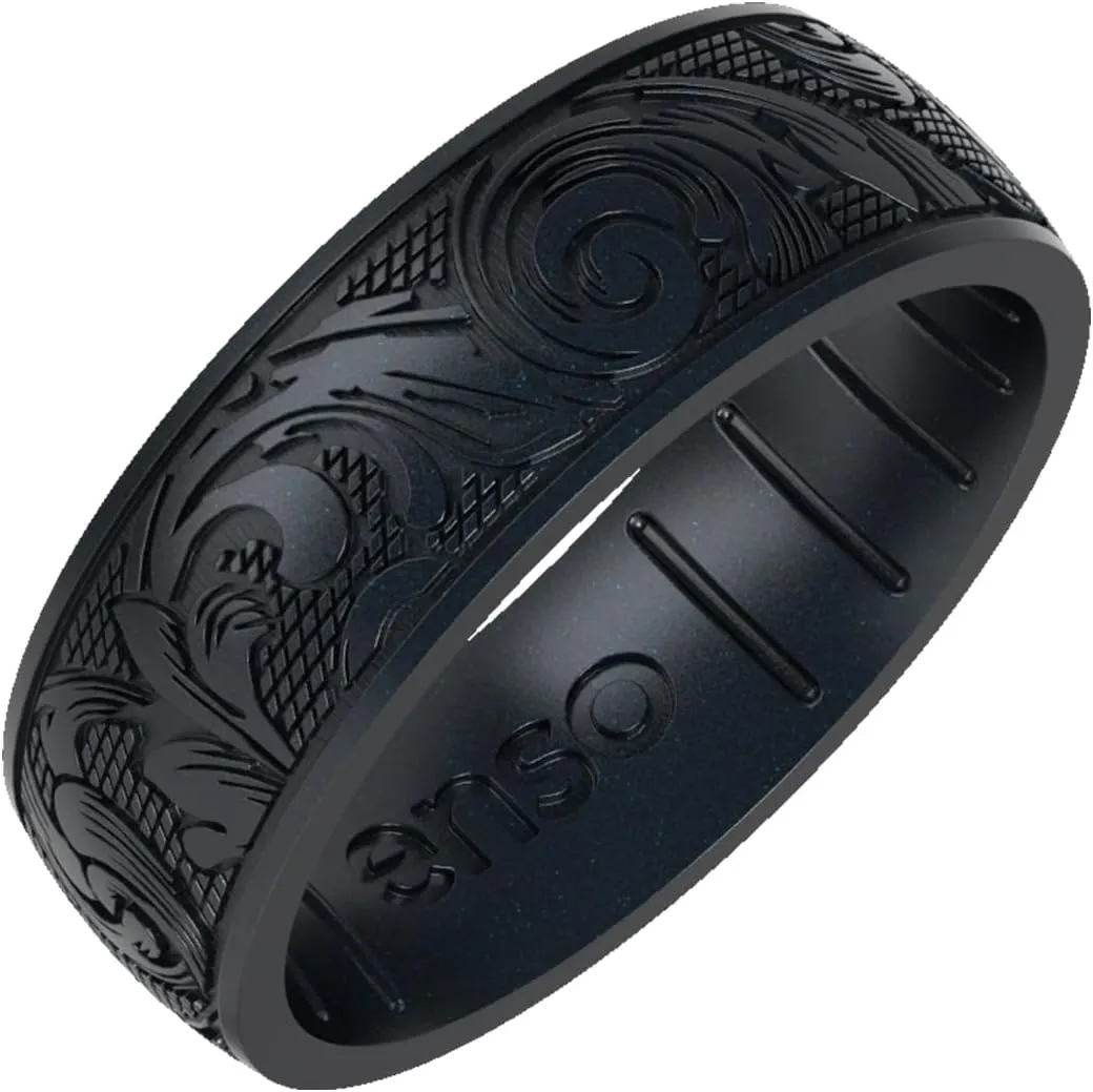 Enso Rings Signature Etched Collection - Classic Etched Silicone Rings - Comfortable and Flexible Design - Made in USA
