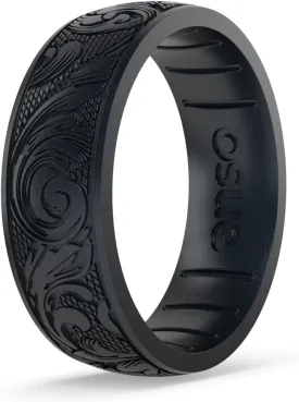 Enso Rings Signature Etched Collection - Classic Etched Silicone Rings - Comfortable and Flexible Design - Made in USA
