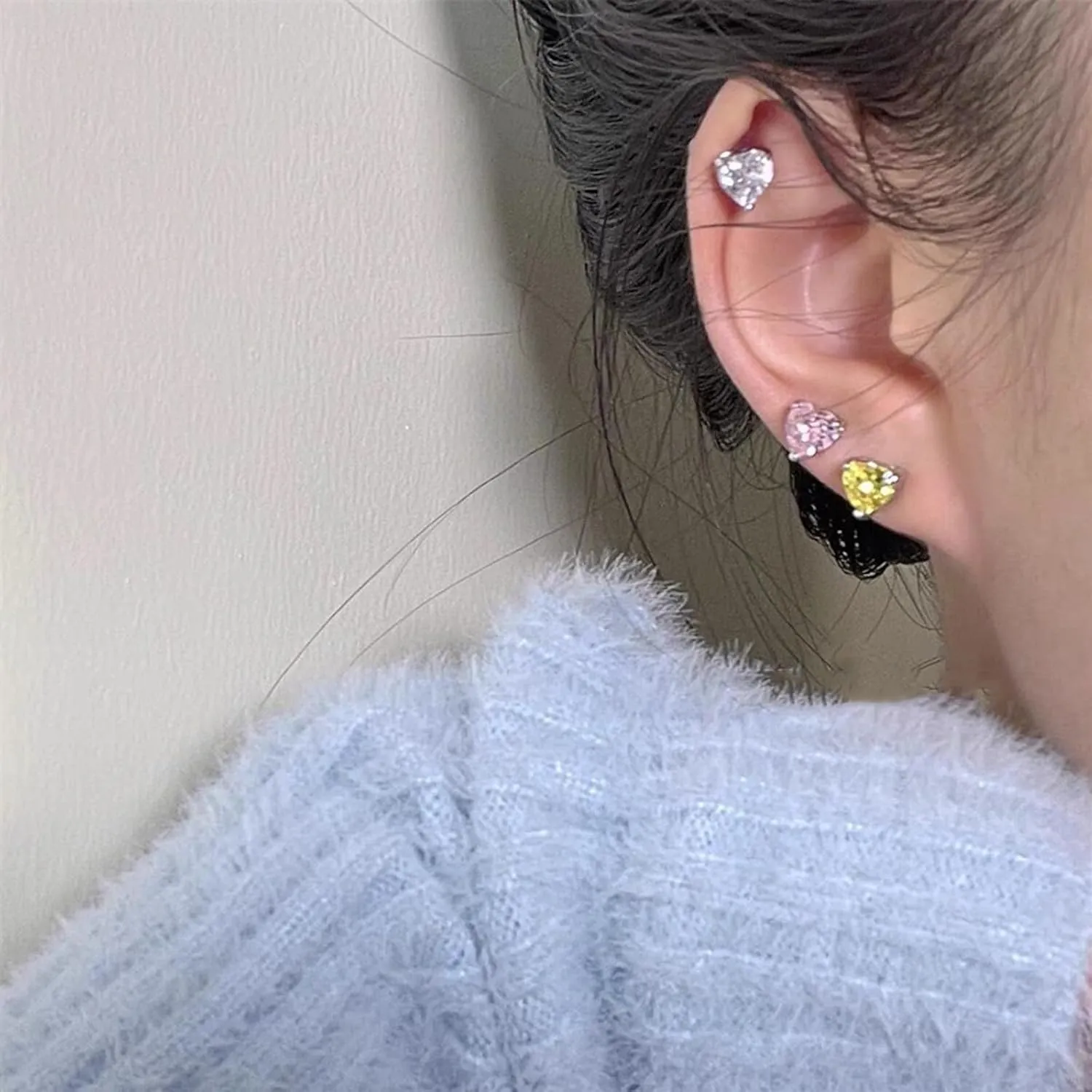 EPIRORA 925 Sterling Silver Studs Earrings Set for Women Men, Hypoallergenic Cubic Zirconia Stud Cartilage Earrings, 5 Pairs Small Silver Gold Hoop Earring Studs Sets for Multiple Piercing