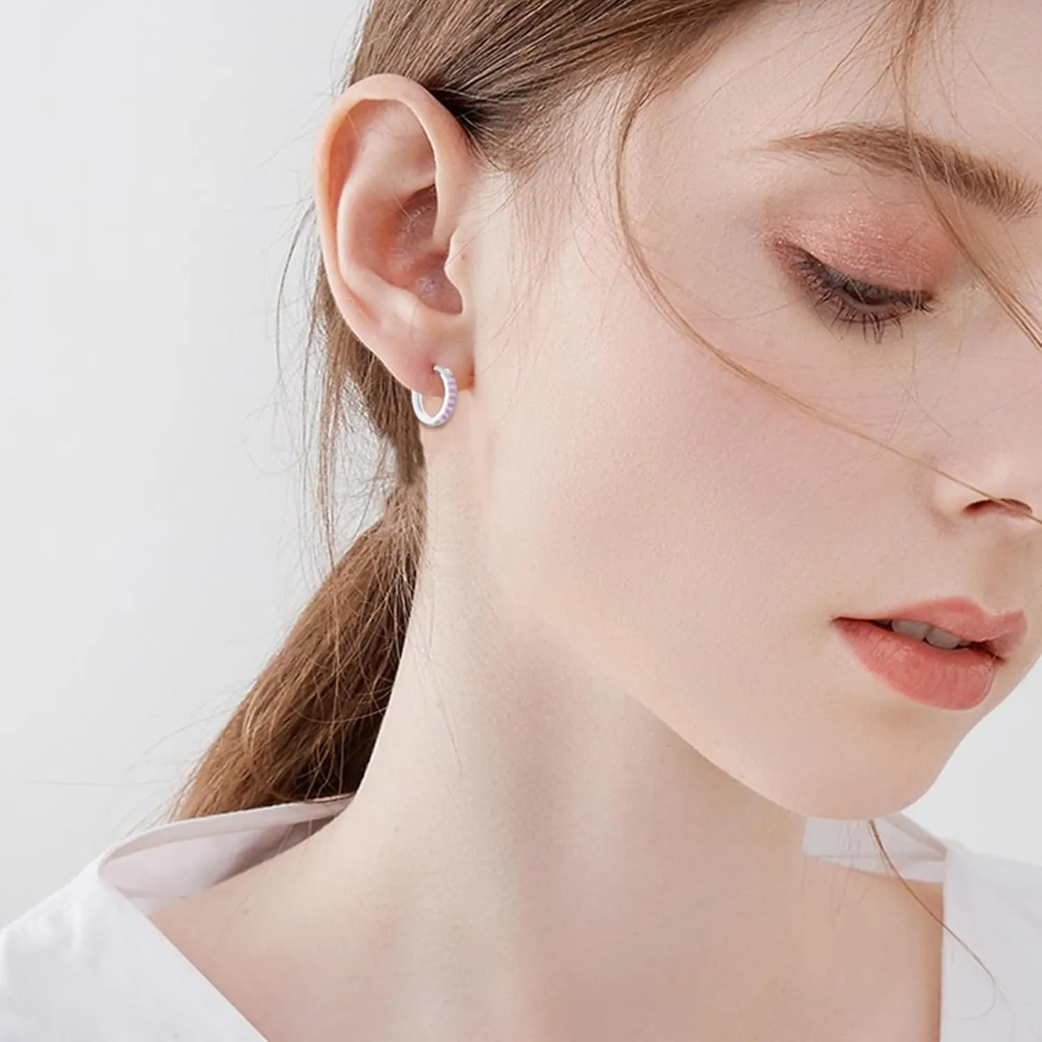 EPIRORA 925 Sterling Silver Studs Earrings Set for Women Men, Hypoallergenic Cubic Zirconia Stud Cartilage Earrings, 5 Pairs Small Silver Gold Hoop Earring Studs Sets for Multiple Piercing
