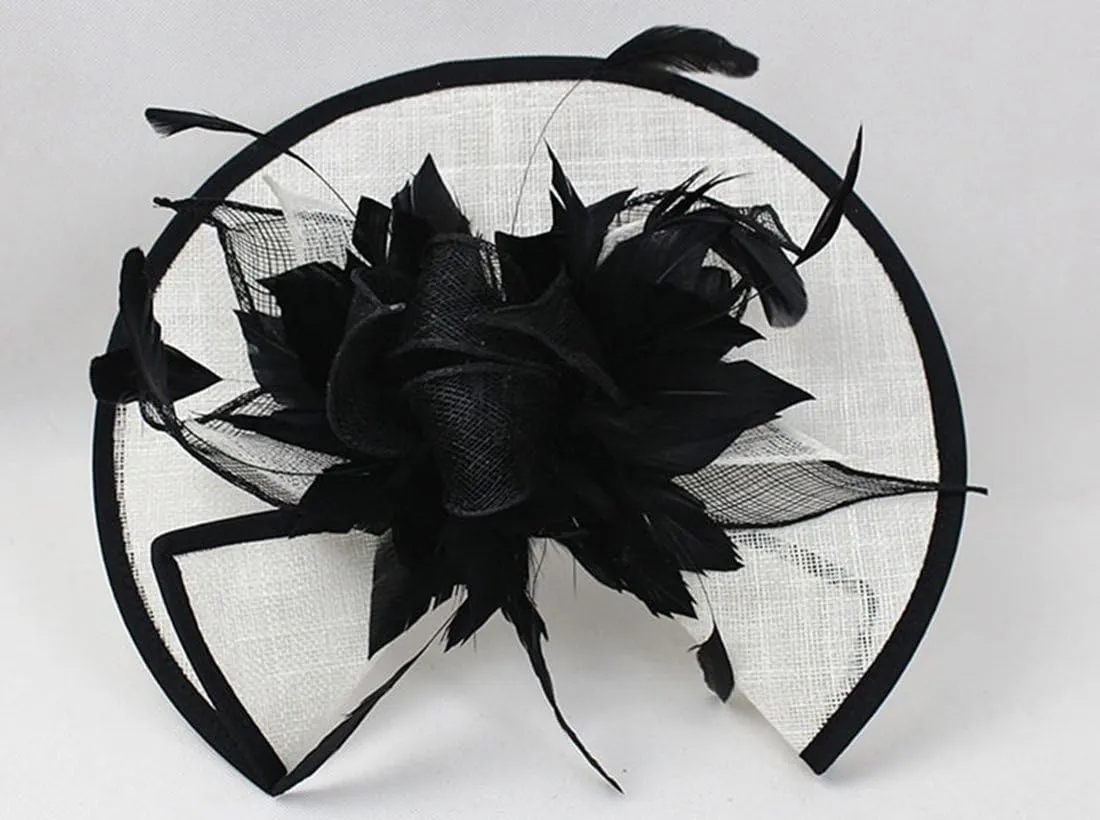 Fascinator Hats for Women Mesh Bow Rhinestone Feather Wedding Tea Party Derby Hat Clip Headband