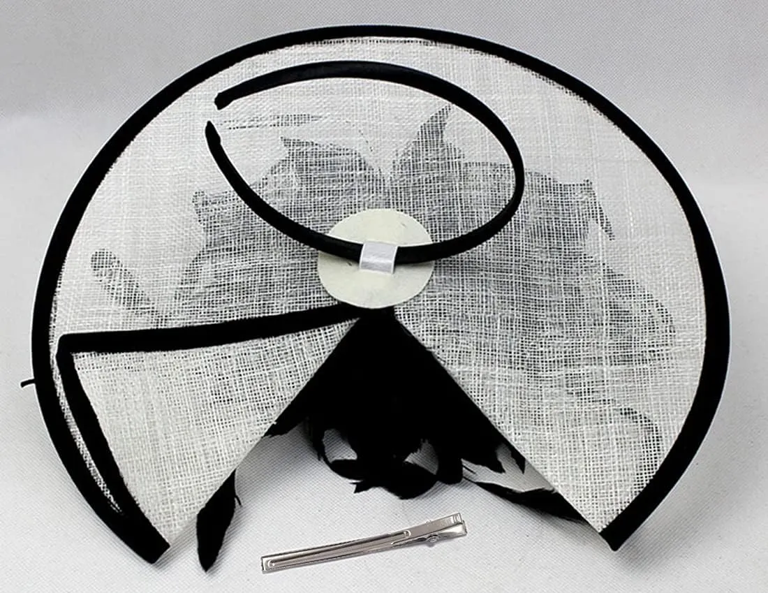 Fascinator Hats for Women Mesh Bow Rhinestone Feather Wedding Tea Party Derby Hat Clip Headband