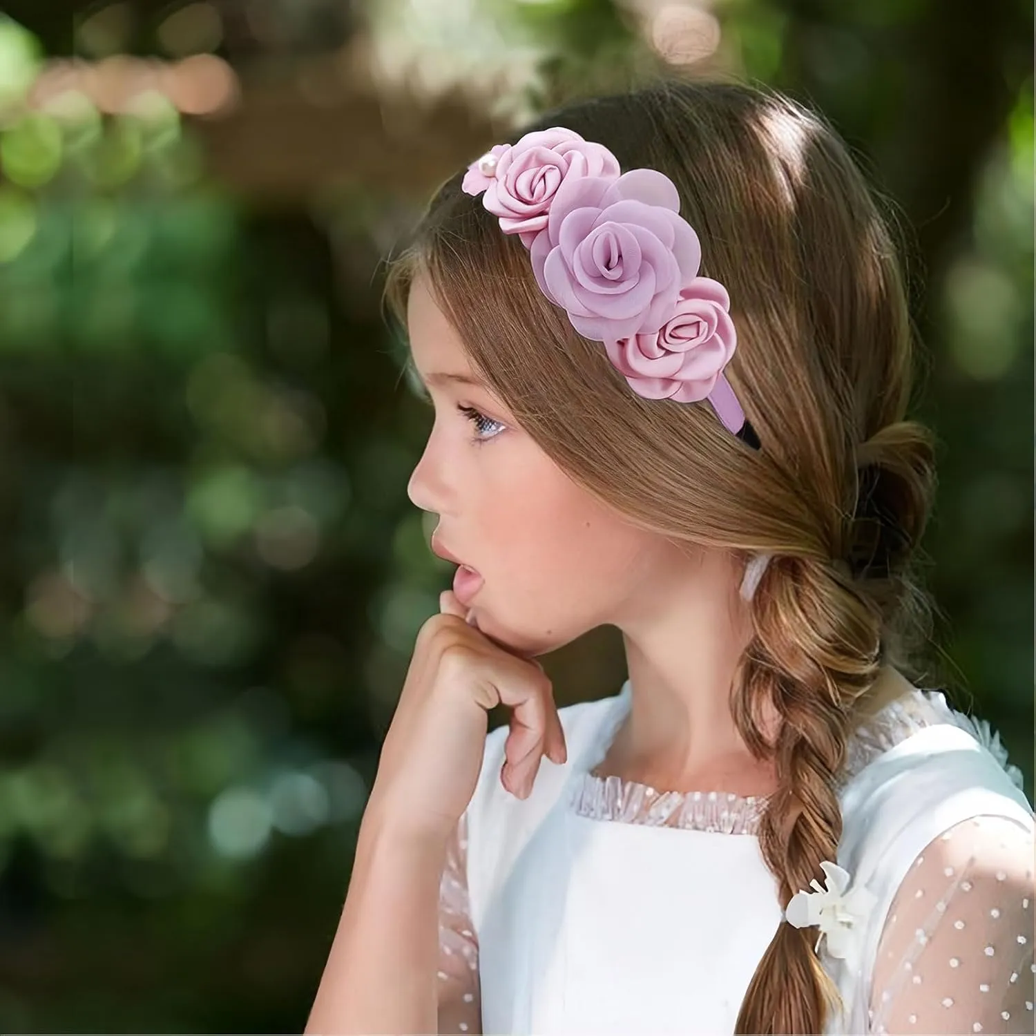 Flower Headband Spring Summer Hair Accessories for Women Girls, Rose Flowers Hair Bands Purple Floral Hair Decoration Elegant Headdress Party Wedding Supplies Non Slip Head Band 1 Pcs